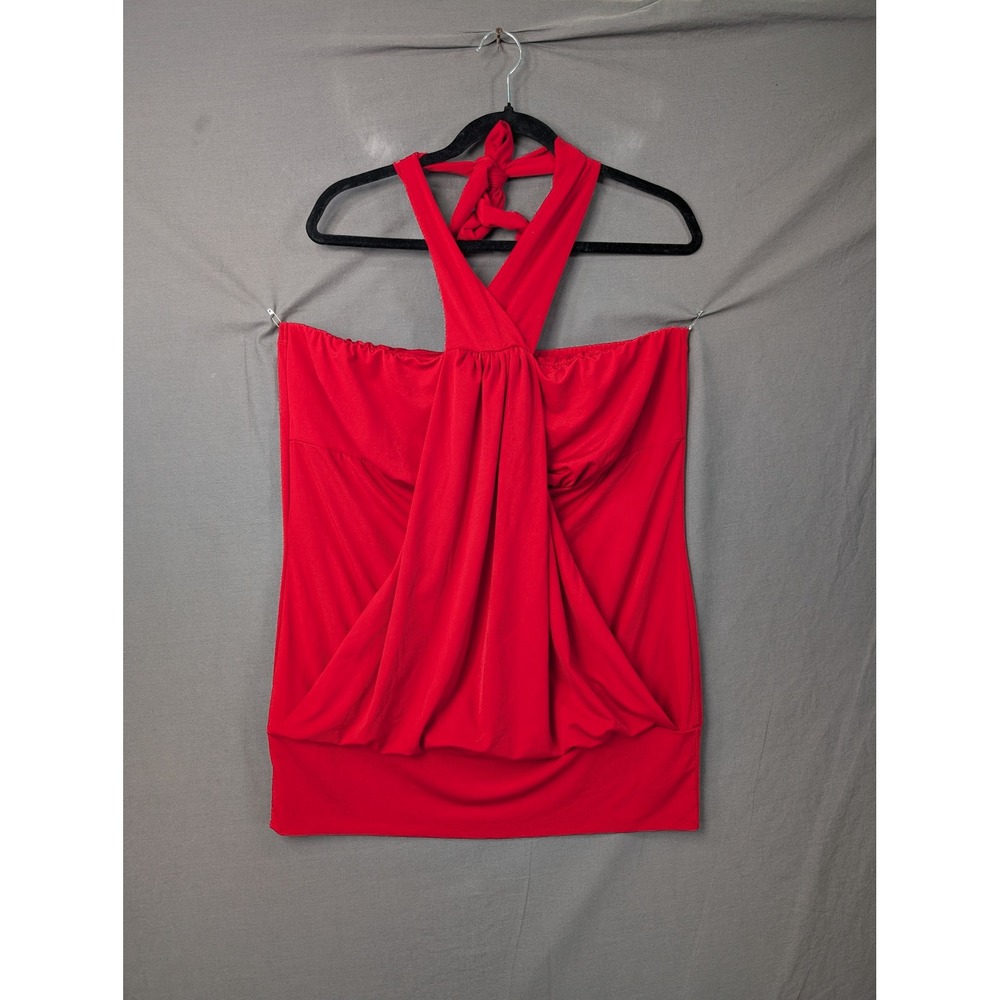 Torrid Red Drape Halter Top Plus Size 2 NWT  Sleeveless Tie Neck USA Made